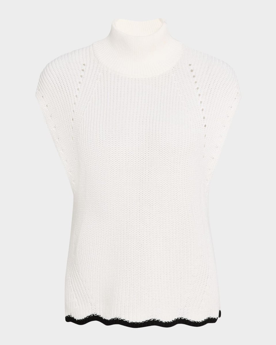 Scalloped Sleeveless Mock-Neck Tank